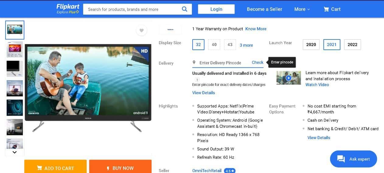 Buy Nokia Smart TV for Rs 700, Available on Flipkart