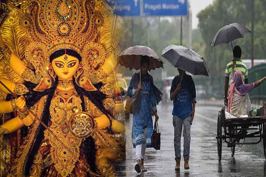 Heavy rain during Durga Puja