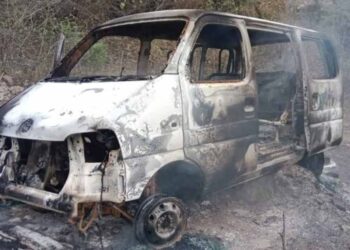 School van caught fire