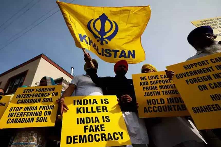 Khalistani terrorist Nijjar murder Demonstration outside the Indian Embassy