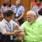 PM Modi celebrated Rakshabandhan with School Children