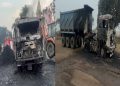 Criminals Set fire to two highways loaded with Coal