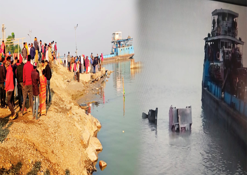 Fire brigade vehicle drowned in Ganga